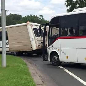 acidente entre ônibus intermunicipal e caminhão