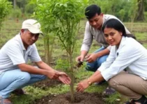 plantio de 170 mudas de árvores