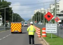 obras no km 32 da Raposo Tavares em Cotia